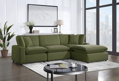 Sky Olive velvet modular sectional sofa angled front view