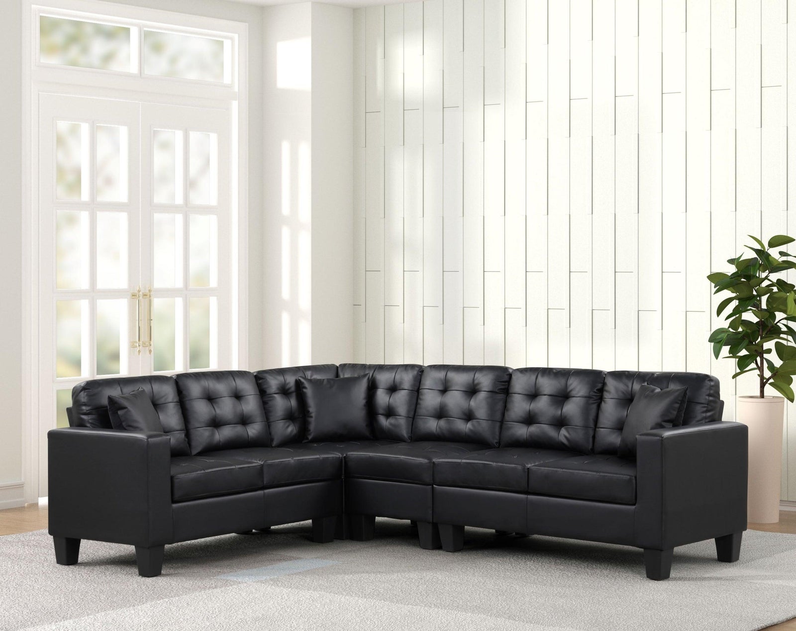 main view of Logan Pu Black Sectional sectional sofa