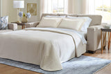 Deltona queen sleeper sofa showcasing bi-fold queen memory foam mattress