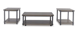 Wilmaden Occasional Table Set with cocktail and two end tables in gray and black, side view