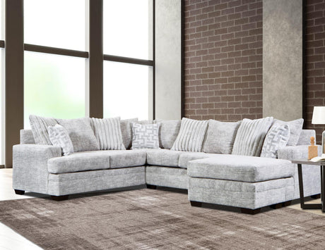 Front view of Flow Oyster Sectional sofa in Galactic Oyster fabric