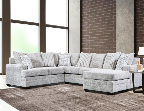 Front view of Flow Oyster Sectional sofa in Galactic Oyster fabric
