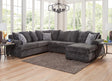 Flow Charcoal Sectional sofa main view in galatic charcoal fabric
