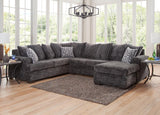 Flow Charcoal Sectional sofa main view in galatic charcoal fabric