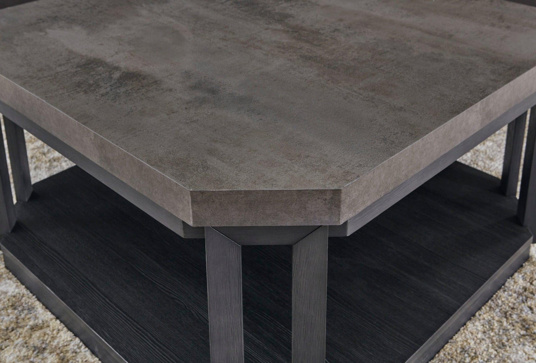 Side view of Bonilane end table with open shelves