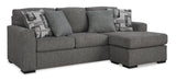 Ashley 524-04 Sofa Chaise sectional in pewter, side angle view