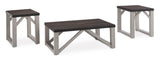 Side view of Dorrinson Occasional Table Set with antique white finish