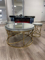 Close-up of Asona table mirror finish surface