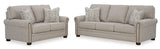 Ashley 373-07 sofa and loveseat set side view in dune