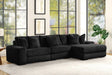 Sunday Black 3-Piece Sectional Sofa main view