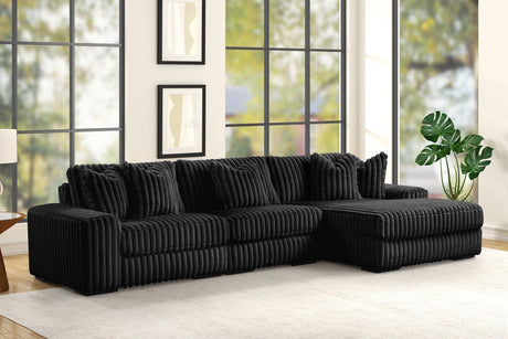 Sunday Black 3-Piece Sectional Sofa main view