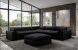 Main view of XL Cloud Black 5-piece sectional sofa with ottoman
