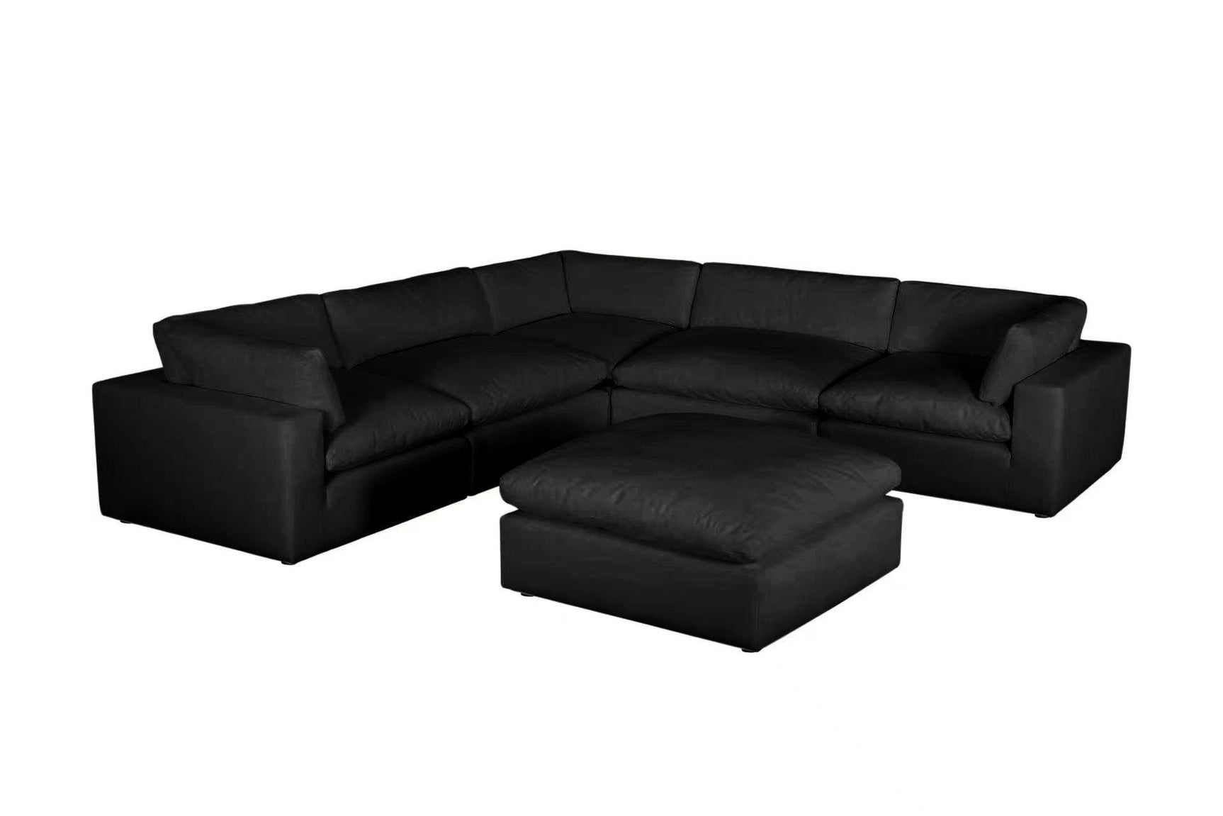Side view of XL Cloud Black black polyester sectional sofa