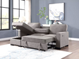 Side view of Marcos Grey sectional sofa showing chaise and armrest