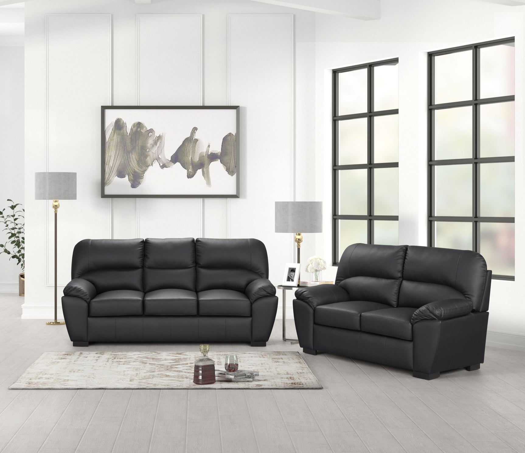 Side view of Tiffany Black 3-Piece Living Room Set