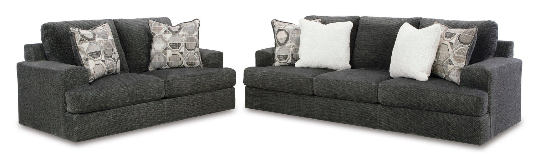 Side view of Ashley 314-02 Sofa and Loveseat set in smoke color
