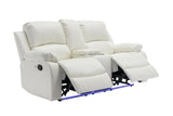 Daytona White Reclining Loveseat side view