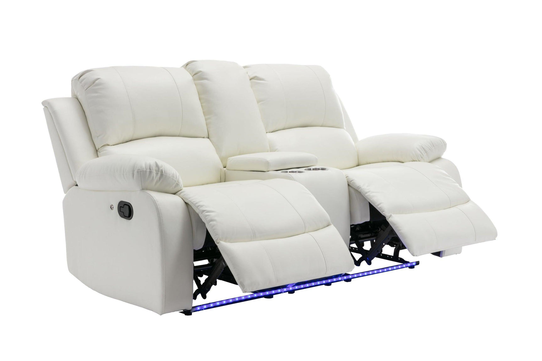 Daytona White Reclining Loveseat side view