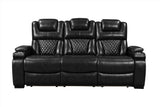 Woodland Black 3-Piece Power Reclining Set side view showing recliner