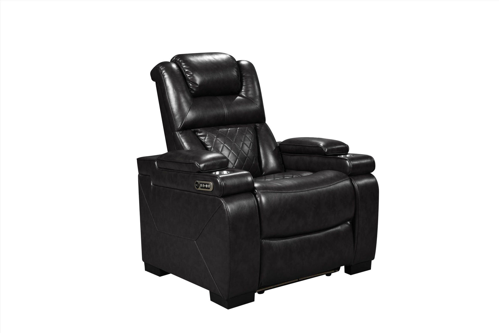 Woodland Black 3-Piece Power Reclining Set illuminated footrest with LED light
