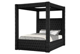 Castle Black Velvet Upholstered Tufted Platform King Bed, side angle