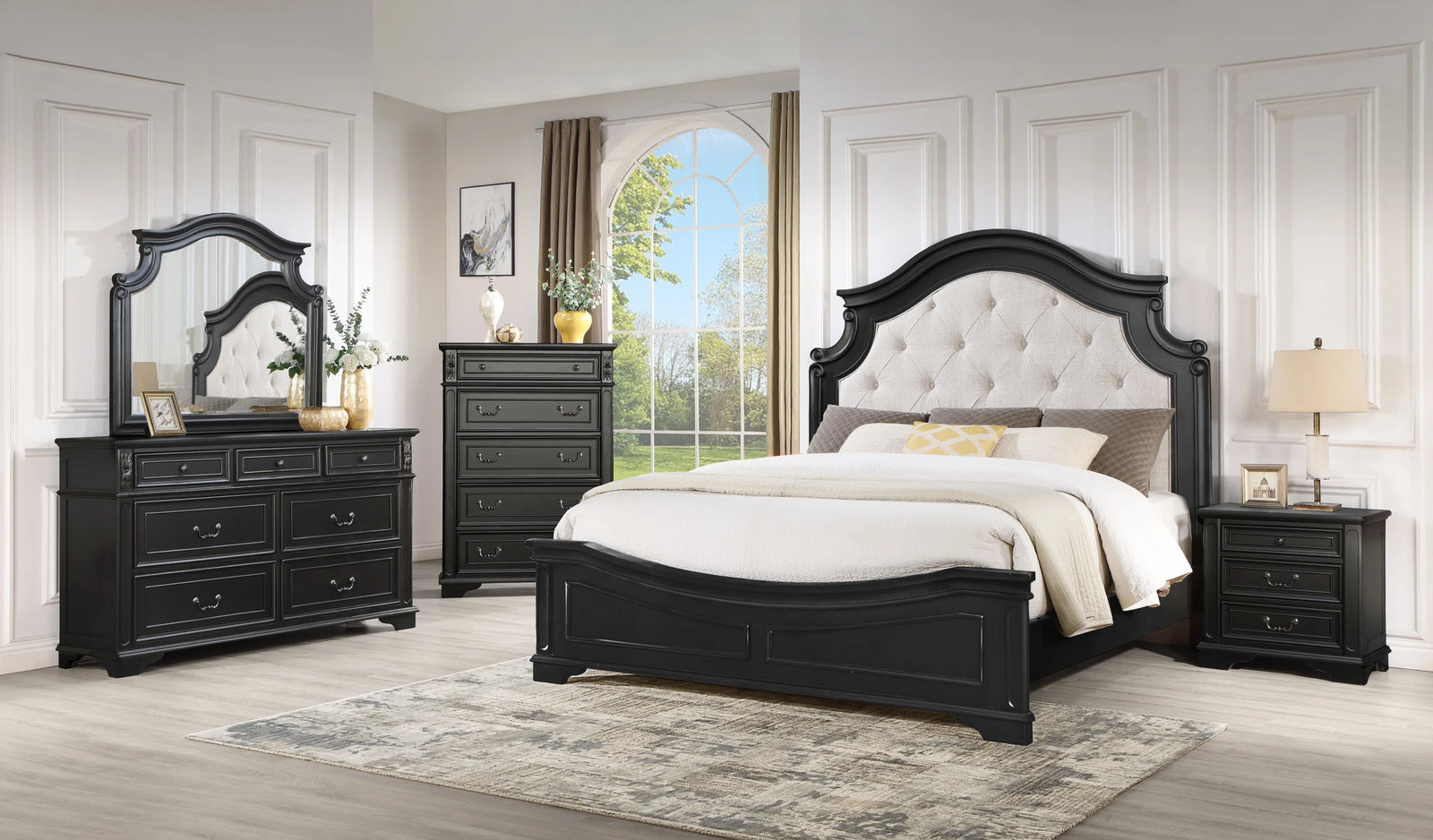 Boila Black Upholstered King Bed