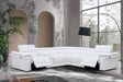 Newyork white leather power reclining sectional sofa front angle