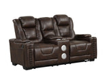 Eric Brown 3-piece power reclining set recliner close-up with power controls