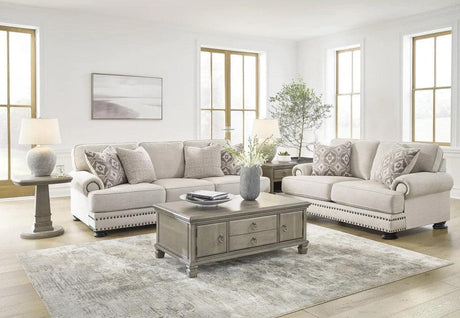 Ashley 655-04 sofa and loveseat set in linen, main frontal view