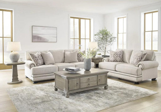 Ashley 655-04 sofa and loveseat set in linen, main frontal view