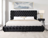 Dream Black Velvet Platform Bed - side angle