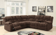 Jade21 Chocolate fabric reclining sectional sofa front view