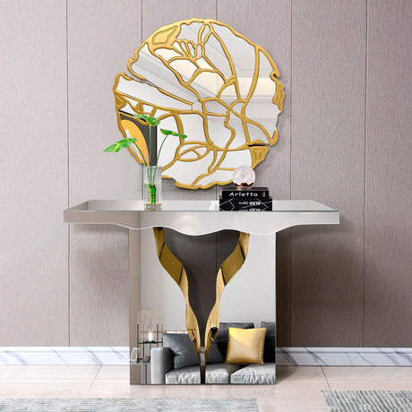 Alina Silver and Gold Console Table front angle