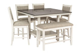 Side view of Diola Light Gray Counter Height Dining Set highlighting seating and table design