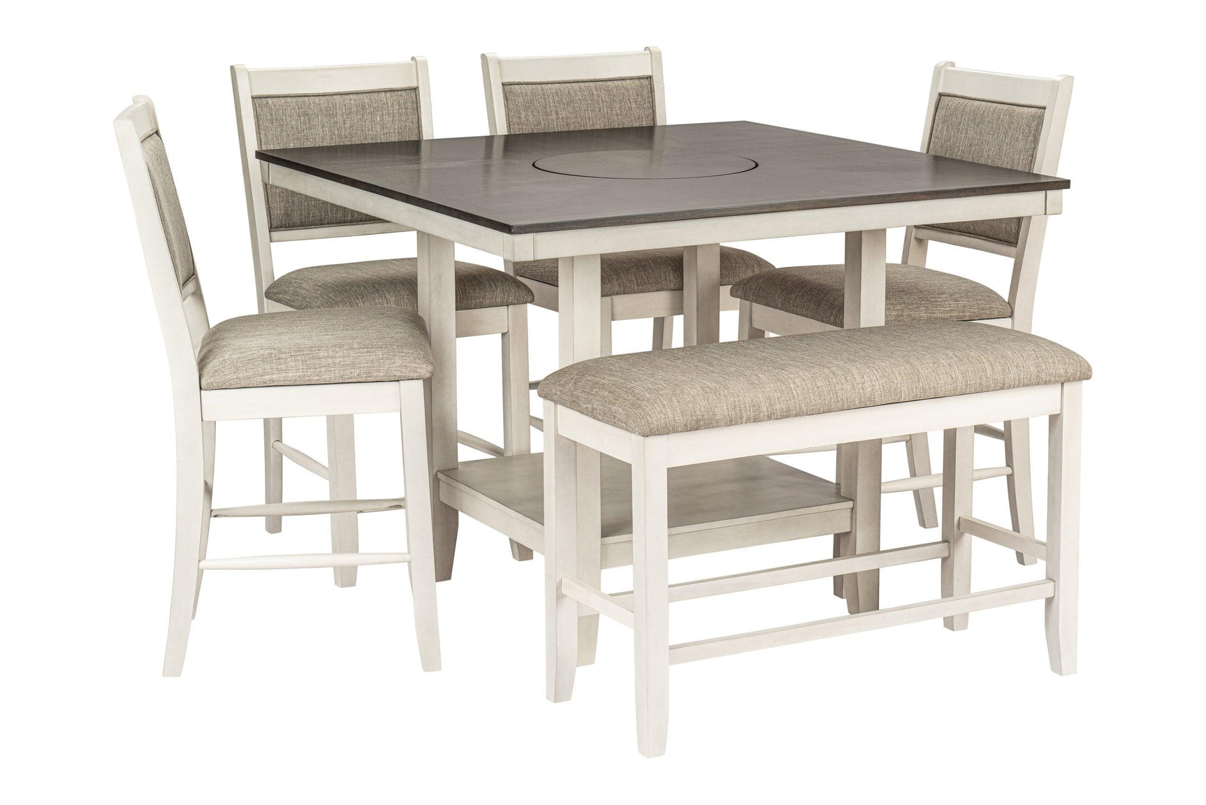 Side view of Diola Light Gray Counter Height Dining Set highlighting seating and table design