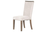 Close-up detail of Dim Brown Dining Room Set tabletop and chair finish