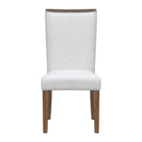Close-up detail of Dolores Brown and White Rectangular Dining Table finish