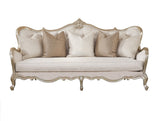 side view of Anastasia cream fabric upholstered sofa loveseat set