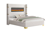 Side angle of Romance White Platform Queen Bed showing sleek design