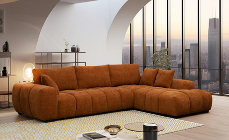 Manhattan Dark Orange Sectional Sofa front view