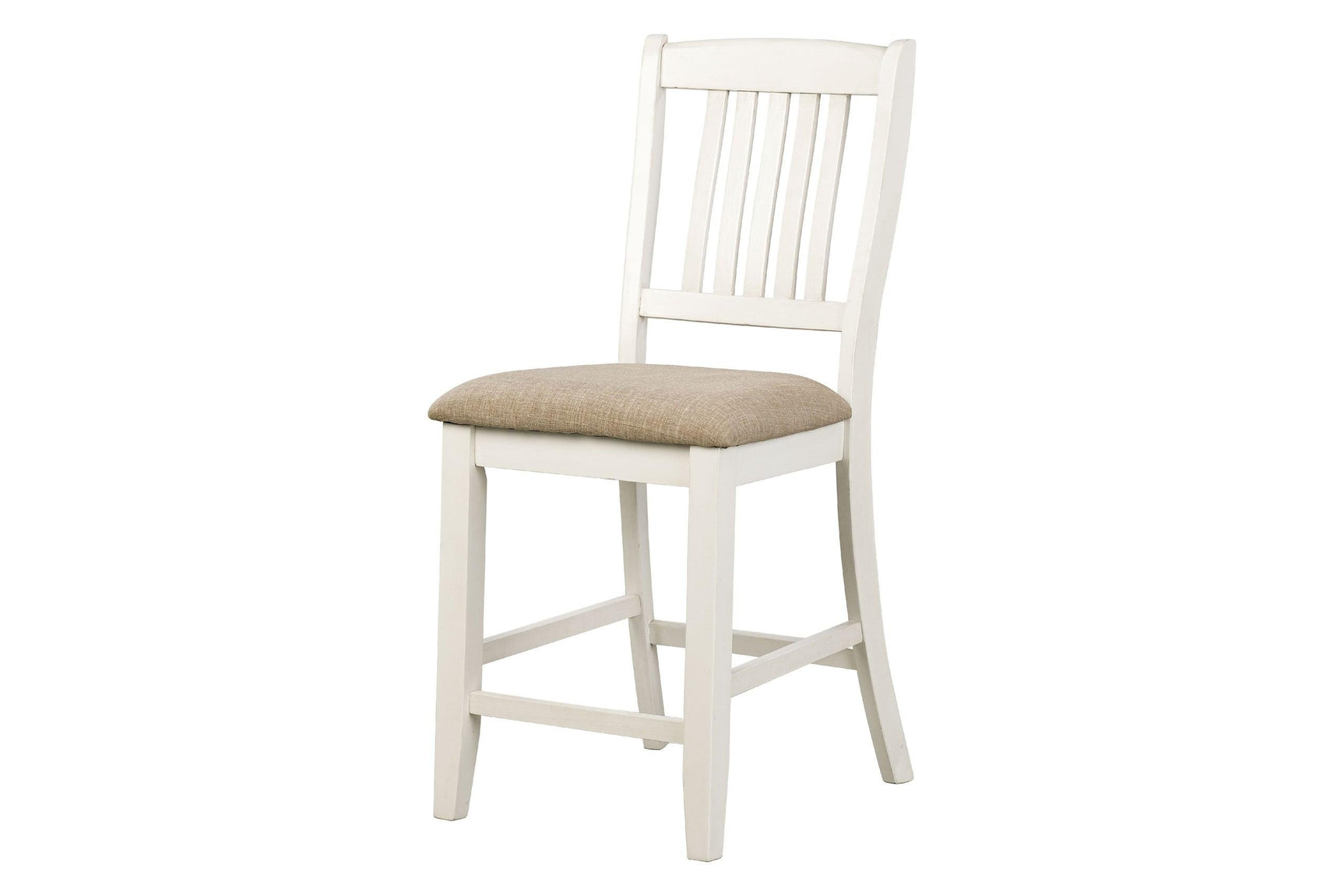 Room view of dining room furniture set in white and brown tones