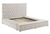 Paris Beige Velvet Upholstered Tufted Platform Queen Bed
