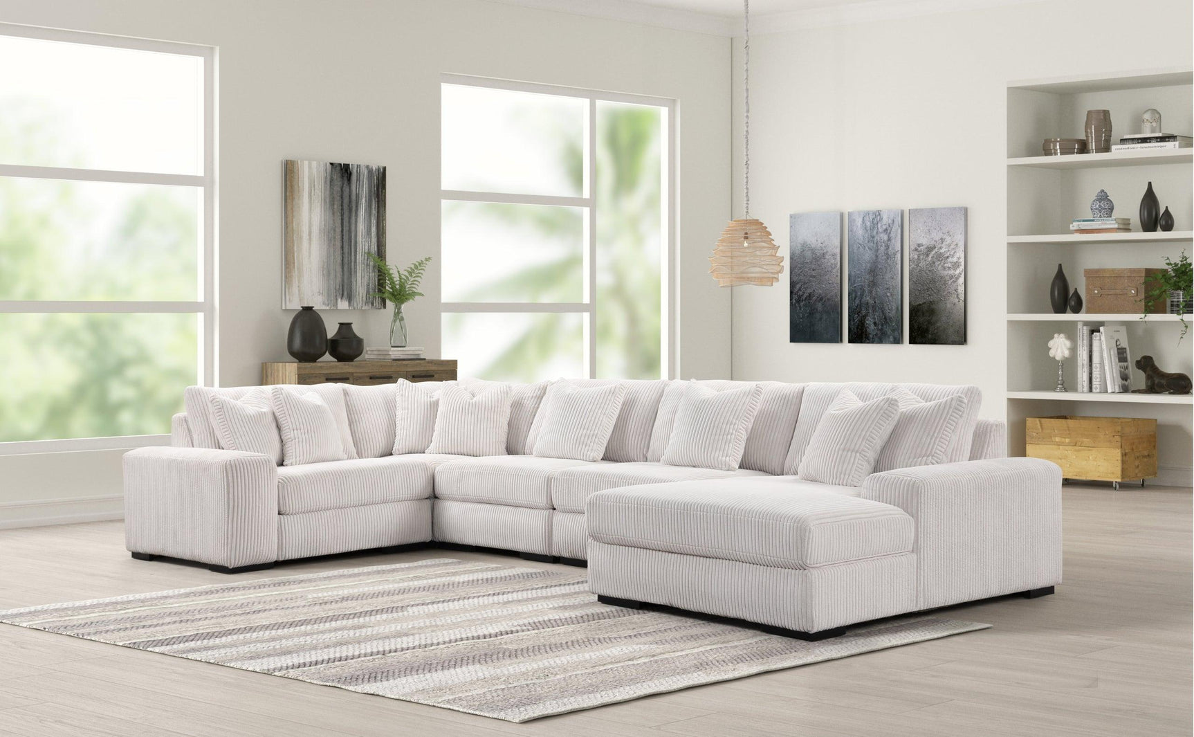 Side angle of Seasons Beige 5-Piece Sectional sofa