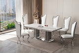 Front angle of Deka Chrome White Dining Room Set