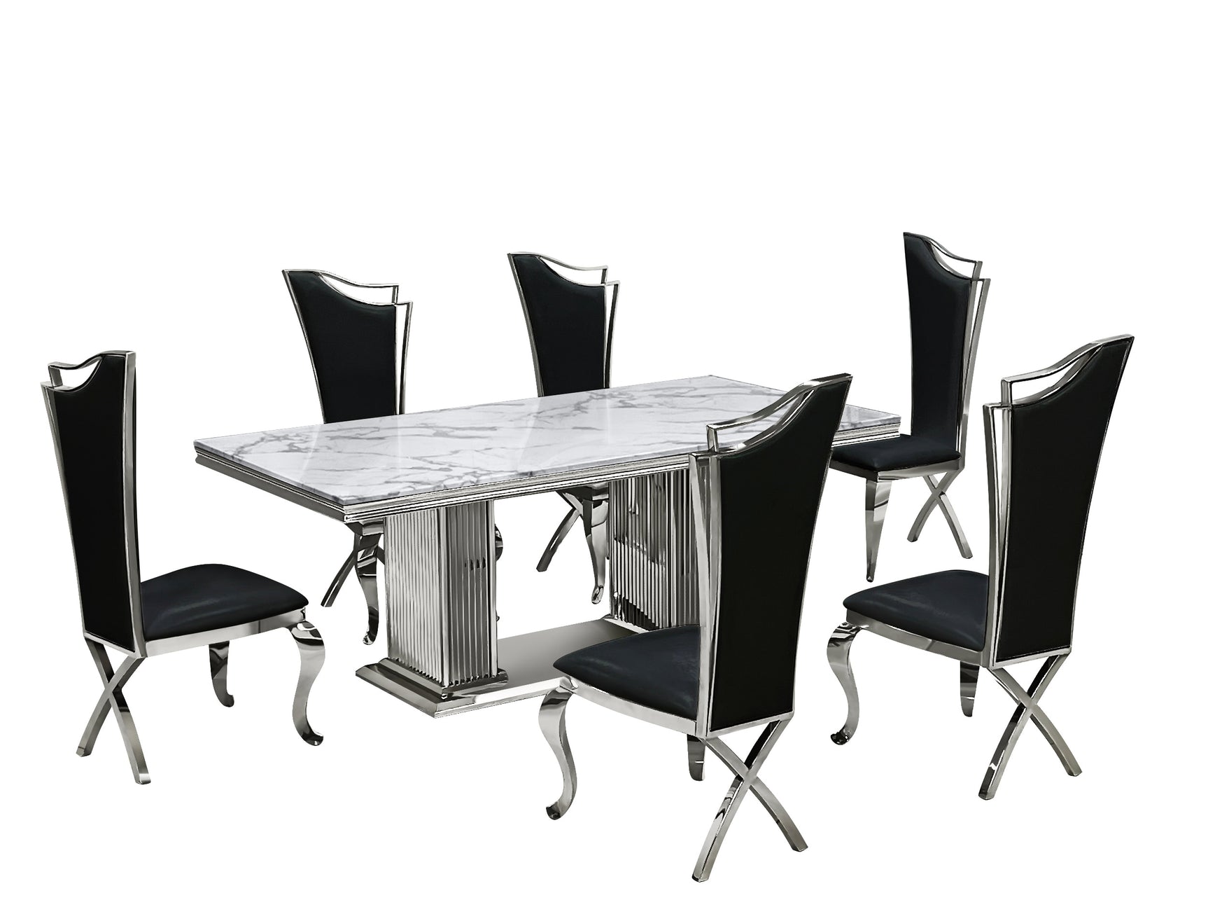 Close-up detail of Deka Chrome Black Dining Room Set materials