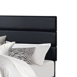 Welly Black Velvet Upholstered Platform Queen Bed