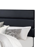 Close-up of Welly bed headboard with black velvet fabric