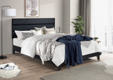 Welly Black Velvet Upholstered Platform Queen Bed