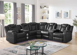 Spaceship Black Power Reclining Sectional side angle showing power recliner
