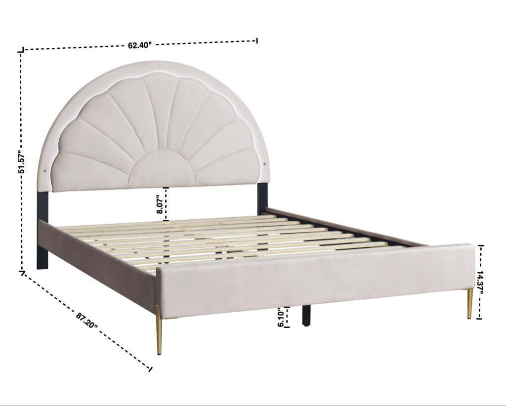 Flora Pink LED Platform Bed, angled view showing LED headboard detail